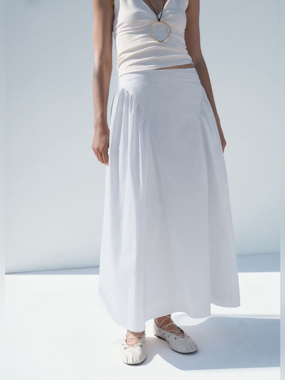 Mango MIDI COTTON SKIRT WITH PLEATS